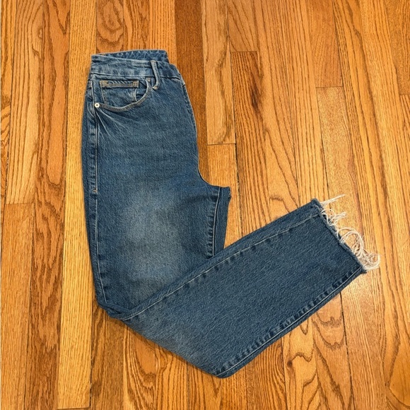 Good American Classic Jeans Size 8/29 Raw Hem Medium Wash High Rise - Picture 5 of 6